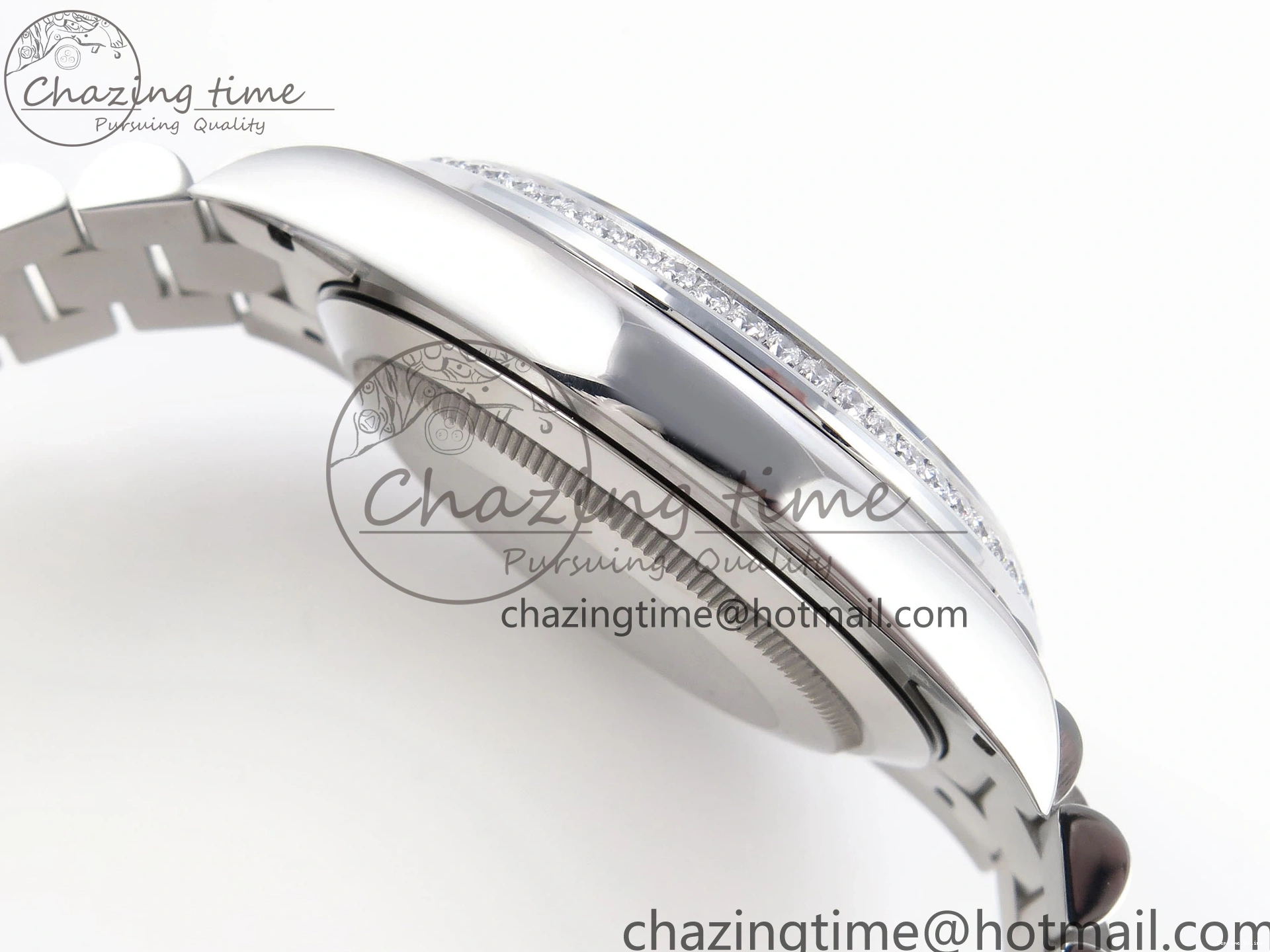 1224 DayDate 40 SS GSF Gain Weight White Roman Dial Diamonds Bezel on President Bracelet A Sustainable 1920